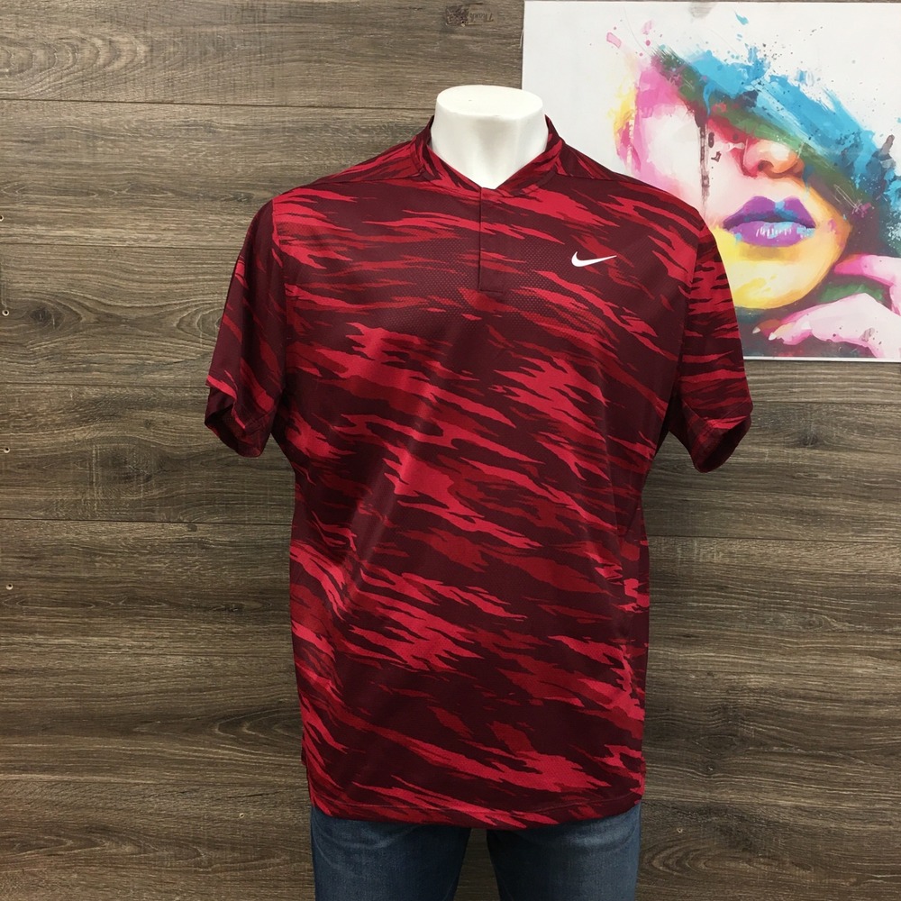 Nike Tiger Woods Dri-FIT ADV Golf Polo Mens XL‎ Red Camo Blade Collar DA3072-690